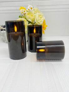 3 nến LED không lửa kèm điều khiển từ xa và hẹn giờ, chạy bằng pin (không bao gồm pin), nến trụ, hiệu ứng ngọn lửa sống động như thật, không cần điện, thích hợp cho gia đình, đám cưới, tiệc tùng, Giáng sinh. - 3 bộ - Xem 2