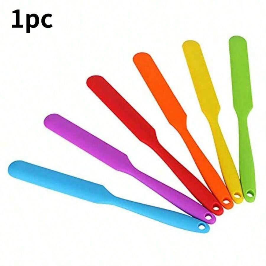 1pc Random Color Small Silicone Spatula Bulk For Kitchen Baking Cake Icing Resin Craft Set 6 Pieces Mini Silicone Scraper Tool Jar Spatula With Long Handle Heat Resistant Wax Stick Large With Angled Edge For Hard Wax - 1PC - Random Color - View 1