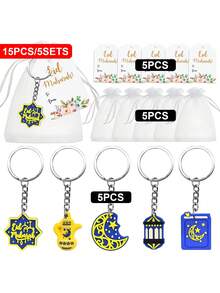 15/30pcs Eid Mubarak Party Keychain Set, Crescent Moon Lantern Charm Eid Keychain, Islamic Crescent Symbol, Eid Festival Celebration Keychain Set, Holiday Party Favor Keychains - Multicolor - View 8