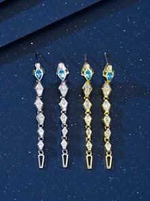 1对铜合金精致奢华优雅蛇眼流苏耳环（女士款） - 蛇形 - 查看 8