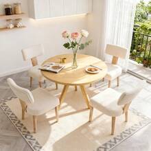 Wooden Dining Chairs Set Of 2, Modern Fabric Upholstered Kitchen Side Chairs With Comfortable Seat For Dining Room, Living Room Or Patio - [白色的] - 查看 5