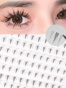 120片C型卷翘“小猫”下睫毛，柔软自然，适合新手，卷翘浓密，甜美与酷感兼具的百搭风格，可爱清新卡通系列簇状假睫毛，睫毛簇，单根睫毛 - C - 查看 1