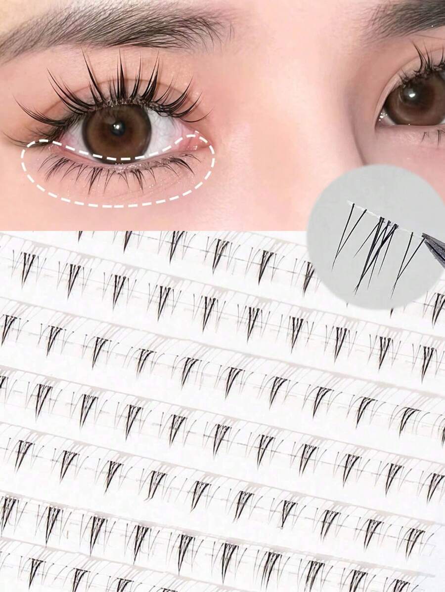 120片C型卷翘“小猫”下睫毛，柔软自然，适合新手，卷翘浓密，甜美与酷感兼具的百搭风格，可爱清新卡通系列簇状假睫毛，睫毛簇，单根睫毛 - C - 查看 1