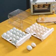 Two-Tier Egg Holder With Capacity For Up To 32 Eggs, Includes Organizer Drawer, Tray, And Rolling Egg Dispenser. - trắng - Xem 2