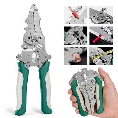 Pelacables Plegables Multifumcional 26 En 1 Para Electricista, Herramienta Especial De Electricista, Pinzas De Electricista Para Pelar, Dividir, Cortar, Bobinar Y Prensar Cables, Además De Desatornillar Y Diseño De Polea Mango Ergonómico, Diseño Plegable Compacto, Adecuado Para Electricistas, Bricolaje Y Profesionales