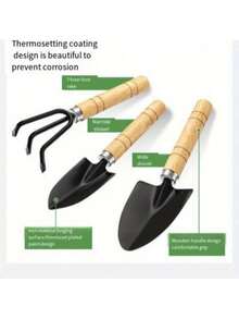 3pcs Wooden Handle Gardening Tool Set, Metal Shovel, Spade And Fork, Rustic Style Durable And Easy To Use, Suitable For Garden Potted Soil And Plant Care, Outdoor Gardening Essential, Valentine's Day Mother's Day Graduation Housewarming Gift - Upgraded Version - View 9