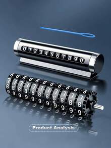 Temporary Parking Number Plate, Movable Car Number Plate, Creative Metal Roller Car Sign Phone Plate With Clear Numbers, Alloy Material Resistant To Summer Heat, Compact Design Not Blocking Driving Vision, Placed Inside Car Without Occupying Space - Multicolor - View 3