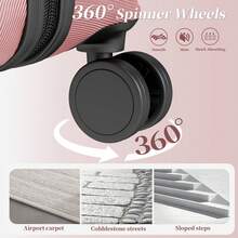 YSTYLE Set Of 4 Hardside Suitcases (12, 20, 24, 28inch), With Scratch- And Impact-Resistant ABS Shell And Spacious Design: The Ideal Travel Companion. - Rose Gold - View 4