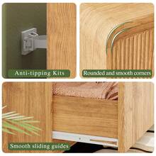 Fluted 5/6/9 Drawer Dresser For Bedroom, Chest Of Drawers With Curved Profile Design, Modern Wooden Dresser TV Stand With Organizer Storage For Living Room, Entryway, Natural Oak - 淺棕色-1 - 查看 5