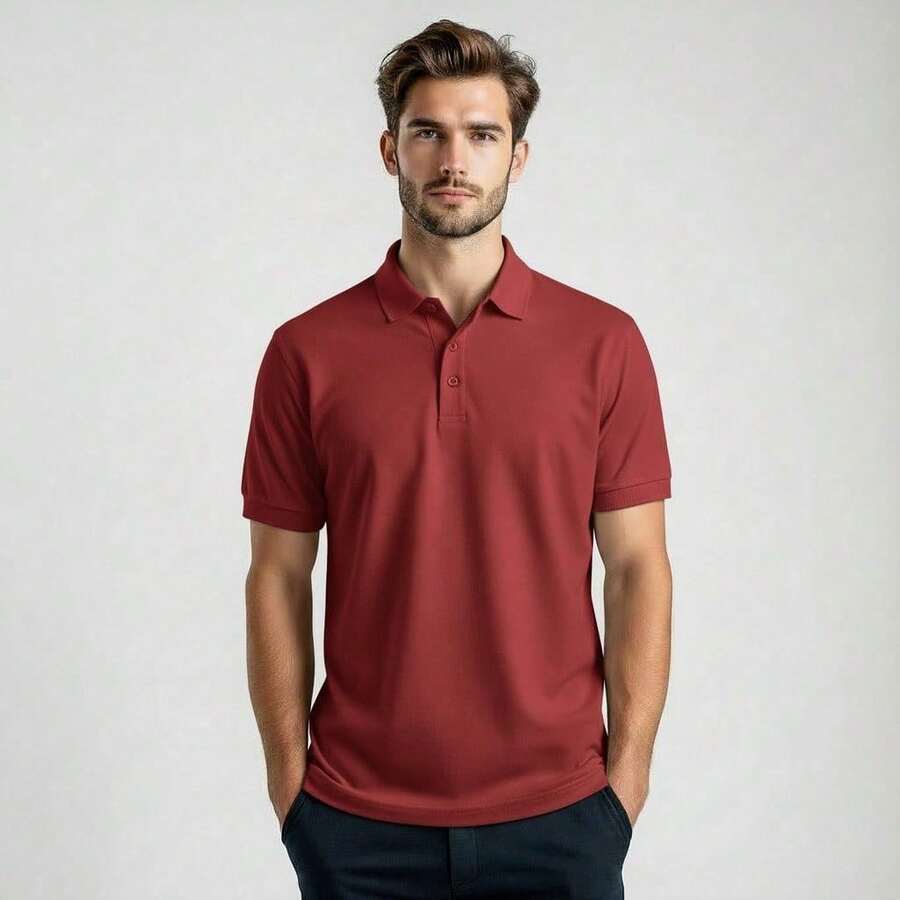 Men's Premium Summer Polo Shirt: Style And Comfort - 紅色 - 查看 1