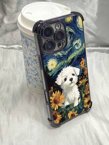 Fundas para celular de moda 2026DF218 Perro girasol, diseño artístico de Van Gogh Funda transparente para Galaxy S26 S25 S24 S23 S22 S21 S20 Note20 Ultra Note10 Plus FE S25 Edge A36 A56 A26 A07 A55 A54 A35 A34 A32 A25 A24 A16 A15 A13 A12 A06 A05s A05 A04e A03s A02s A03 Core F04 M04 M05 F05 para G52 G84 G54 E15 G30 G20 G10 para Honor 90 Pro X5B X9B X9A X40 Magic6 Lite Pura 70 Pro 70 Ultra para Vivo Y17s Y28 Y17 Y36 Y27s para Redmi Note 14 13 12 11 10 Pro Plus 13C 14C 9A  X5 M6 Pro para OPPO A38 A - Negro - Ver 4