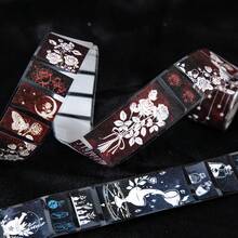 1 Roll 2M Gothic Theme Washi Tape, Retro Creative Aesthetic Stickers, DIY Decorative Collage Craft Supplies, Holiday Gift, Personalized Scrapbooking School Stationery - Style 1 - View 5
