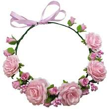 Flower Crown Girls Floral Headband Headpiece Artificial s Wedding Bridal Wreath Boho Toddler - Rosado - Ver 4