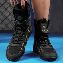 男士摔跤鞋，轻便的Sdtdid拳击鞋，采用超细纤维绒面革制成，适用于健身房、力量举重、健美、训练等。 - 黑色 - 查看 6