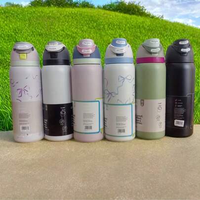 Owal-A 32oz Stainless Steel Insulated Water Bottle - Leak-Proof Sports Water Bottle With Dual Function Spout, Flip Lid Straw And Wide Mouth Opening, Keeps Drinks Cold For 24 Hours, Suitable For Fitness, Travel And Daily Use