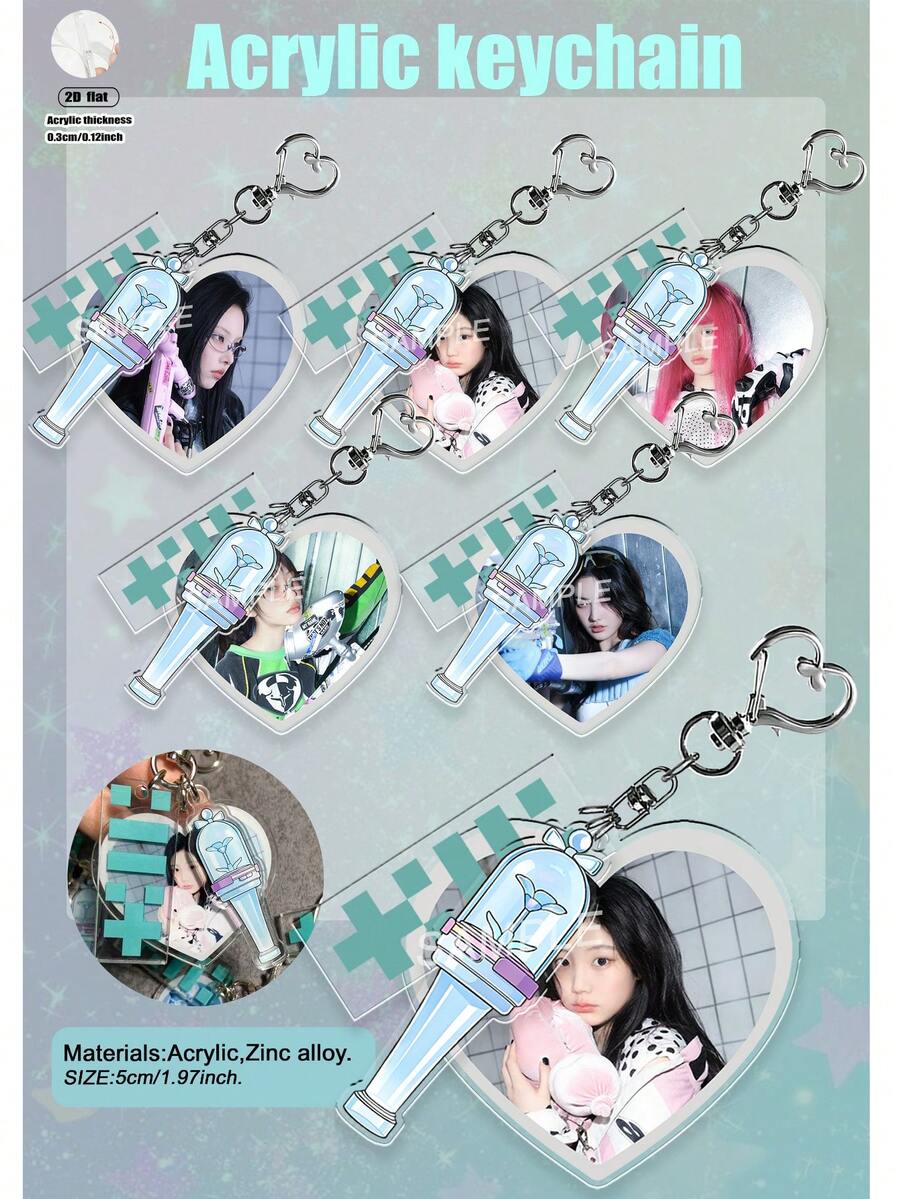 K-Pop Stil, MINJU, YUNAH, WONHEE, IROHA, MOKA, Leuchtstab, Acryl Schlüsselanhänger Anhänger, personalisierter Auto/Karten/Tasche Charm Accessoire, geeignet für Männer/Frauen, Weihnachten, Halloween, Urlaubsgeschenk. - Verschiedenfarbig - Übersicht 1