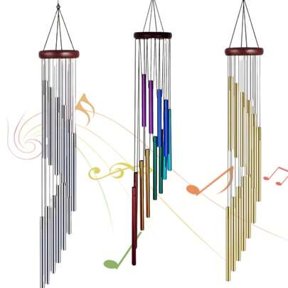 1pc Outdoor Wind Chime, Tubular Wind Chime With S-Shaped Hook, Suitable For Home, Yard, Garden Decor, Indoor Window Decoration, Outdoor Hanging, Housewarming Gift