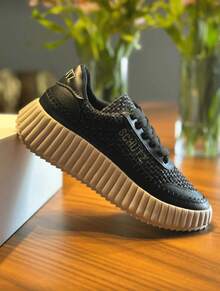Women's Casual Platform Sneakers - Stylish, Comfortable, Lightweight, Soft - Blogger Style - 黑色 - 查看 2