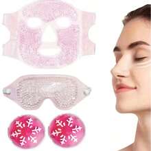Reusable Cold Therapy Eye Mask Set - Includes Cold Bead Face Mask, Sleep Mask, And Gel Eye Patches, Soft & Cooling Facial Care Tool - Multicolor - View 7