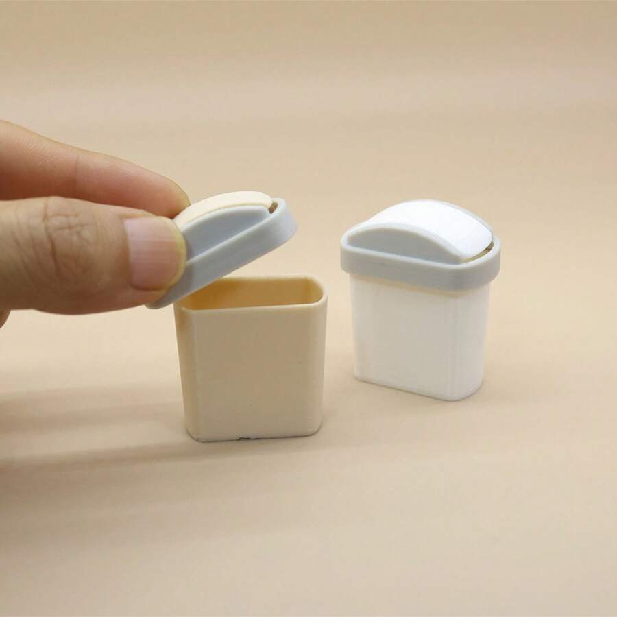 1:12 Scale Mini Dollhouse Trash Can- Realistic Flip Lid, Mini Dollhouse Furniture, Suitable For Dollhouse Scenery, Desktop Decoration- Compatible With Dollhouse Models And Collectors-(1:12 Scale) - 灰白雙色翻蓋垃圾桶 - 查看 1