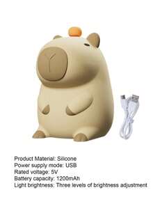Cute Capybara Silicone Night Light, Rechargeable Animal Lamp Decor Suitable For Living Room, Birthday, Christmas, Holiday Gift For Boys And Girls - Yellow - View 4