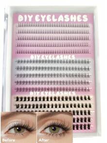 15rows Bottom Lash Clusters 420pcs Natural Bottom Lashes Clear Band, DIY Lash Extensions Lower Lashes, Soft & Comfortable Thin Band Bottom Eyelashes Wispy Daily Style - Criss Cross lashes - View 2
