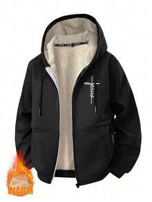 Men's Casual Outdoor Sports Hoodie Sweatshirt And Drawstring Pants Set, Autumn/Winter - Black - View 3