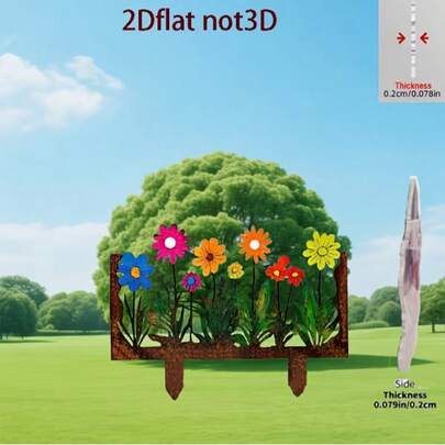 2D Flat, Retro Style 1pc 2D Flat Colorful Floral Acrylic Garden Sign, Waterproof And Weather-Resistant Outdoor Yard Decor, Suitable For Topping Patio And Garden Fences