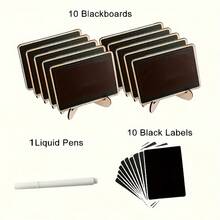 21pcs Mini Chalkboard Signs With 1pc Chalk, 4"X3" Wooden Reusable Blackboard For Food, Buffet, Elegant Dining, Wedding Party, Message Board, Table Numbers - A - View 12