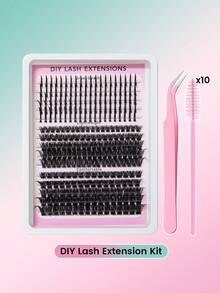 Kit completo de pestañas postizas de estilo de hadas con diseño espigado, gruesas y esponjosas, incluye pegamento, removedor, pinzas y peine para pestañas - Multicolor - Ver 16