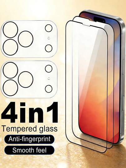 [4-In-1] 2pcs Black Mesh Transparent Film & 2pcs Camera Lens Protector, Suitable For IPhone 11/12/13/14/15/16/17/17 Air/17 Pro/17 Pro Max, Exclusive For One Person, Smooth Touch, High Clarity, Easy Installation, Fits Phone Case, Suitable For Office, Daily Commute, Family Gathering Or Gift