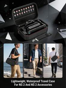 Estuche de transporte HEYSTOP compatible con Switch 2, con 18 cartuchos de juegos, impermeable y a prueba de polvo para Switch 2 y accesorios de Switch 2, con asas y correas para el hombro - Negro - Ver 3