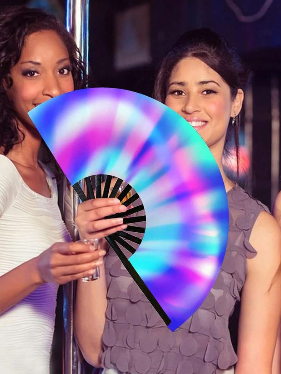 5支/套 大型可折叠西瓜形日式舞蹈扇,适合节日派对和表演,轻便,可搭配彩虹服装、迪斯科、霓虹派对装饰,可折叠设计便于携带。 - 多色 - 查看 1