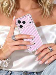 1 pieza Funda de teléfono suave, transparente, antideslizante y antideslizante con patrón de cóctel a rayas de verano, compatible con Apple/ - Multicolor - Ver 4