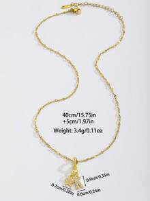 1Pc Petite Stylish Versatile Mini Star Five-Pointed Star Pendant Necklace With Initials Gold & Silver Clavicle Chain For Women & Men Personalized Jewelry - Multicolor - View 6