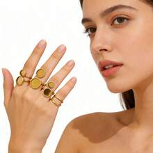 10个装不锈钢时尚戒指托盘，可调节扭曲式底座，适合家庭手工DIY珠宝制作 - B-銀色 - 查看 2