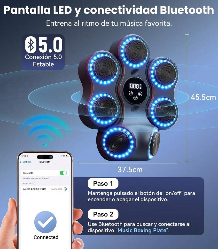 ¡RecomendadoMaquina de Boxeo Musical, 9 velocidades Ajustables 11 Modos de Boxeo, Gancho Izquierdo y Derecho, con Bluetooth, con Guantes de Boxeo montados en la Pared, Apto para Adultos y Niños¡Top de Temporada