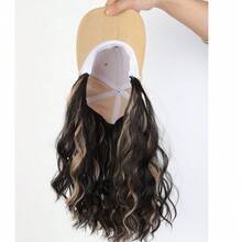 Khaki Peaked Cap With 3D Embroidery, Perm Wig With Dip-Dye - Brown - View 10