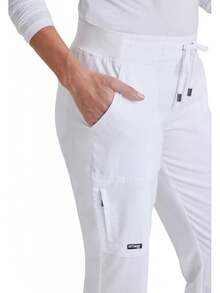 ¡Recomendado Pantalón de Frente Plano de 6 Bolsillos de  para Mujeres - Pantalón de Uniforme Médico de Ajuste Moderno! - Blanco - Ver 3
