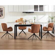 WAHSON OFFICE CHAIRS 2PCS Sedie Pranzo 360° Chenille PU Pelle Schienale,Gris - Castano - Visualizzare 3