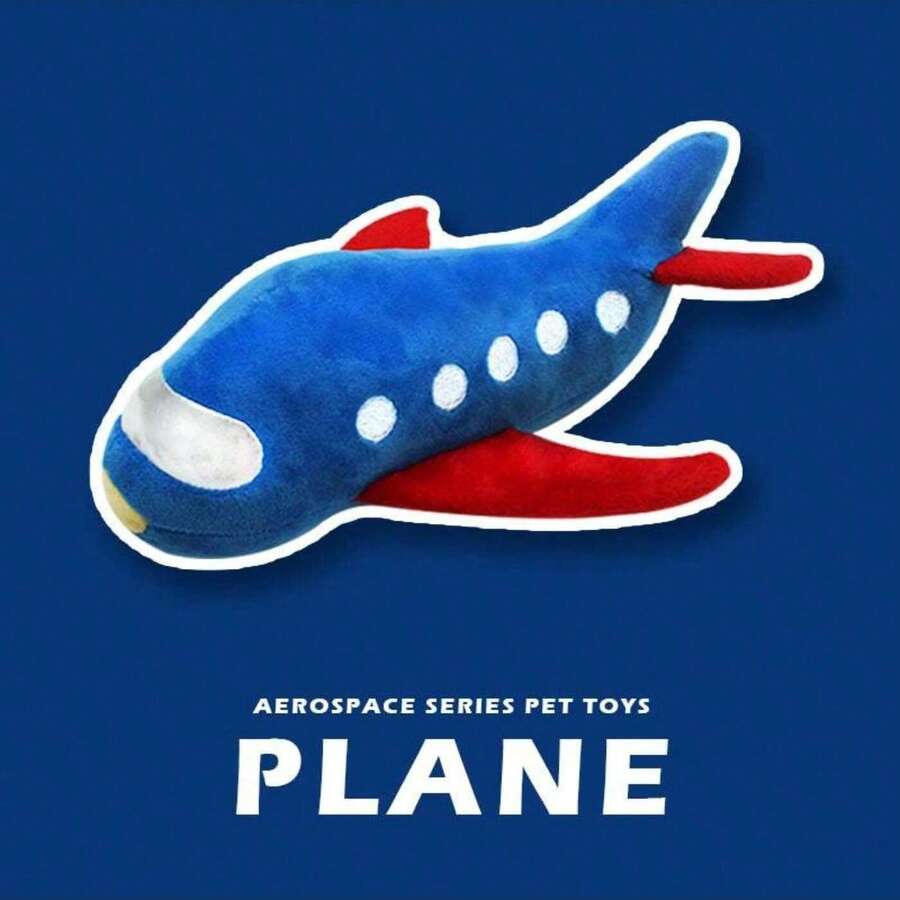 狗狗磨牙玩具，绳结造型，创意火箭飞机设计，会发出吱吱声，可抛掷和捡拾，宠物解闷好物 - 彩色 - 查看 1