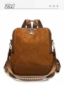 Retro Backpack | Classic Interpretation Of All-Weather Travel Aesthetics, No Drooping Decorations. The Entire Series Features Diamond-Shaped Suede Leather, Arrow-Woven Belt Decoration System, A Set Of Equipment Unlocking Absolute Visual Sovereignty For Daily, Commuting And Short-Distance Travel. The Entire Series Has Standard Adjustable Shoulder Straps. - Multicolor - View 2