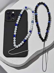 1pc Evil Eye Blue Eye Glass Phone Lanyard, Phone Case Accessory, Camera Earphone Pendant - Multicolor - View 5