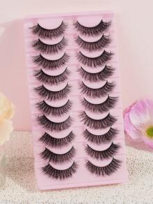 MAANGE 10 Pairs False Eyelashes Natural Look Soft Winged End Eye Elongated Fake Eyelashes Cat Eye Lashes Strip Lashes,Lashes,Eyelashes,Fake Lashes - Black - View 2