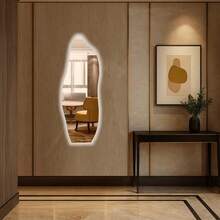 Decorative Organic Mirror With LED, Bivolt – Pinterest, Irregular Asymmetrical Design For Bedroom And Living Room - INCOLOR - 查看 12