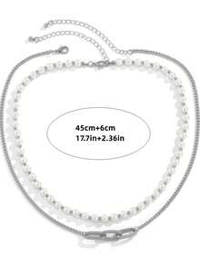 Fashionable Faux Pearl Decor Necklace For Men Women For Daily Decoration Ferroalloy Multicolor - Multicolor - View 5