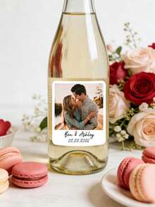 10pcs Customized Photo Wine Label,Custom Wine Label, Customize Photo And Text Wedding Gift, Proposal Gift, Couple Engagement Gifts, Birthday Wine Label, Birthday Wine Stickers ﻿ - Multicolor - View 4