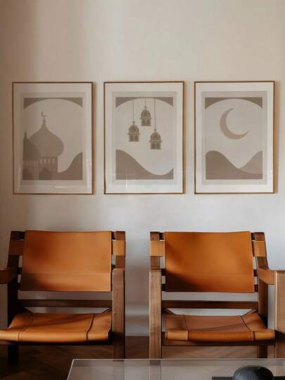 3pcs/Set, Canvas Painting--Unframed, Ramadan Poster Posterbundle Set Islamic Ramazan Decor Bayram Eid Decorations Posters