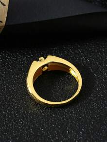 1枚流行女士时尚个性化休闲锆石戒指，婚礼订婚派对珠宝礼物 - 金色 - 查看 3