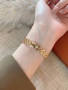 1 buah Jam Tangan Quartz Minimalis Wanita Warna Emas/Perak, Bertatahkan Rhinestone Baru, Cocok untuk Pemakaian Sehari-hari dan Dekorasi - Emas - View 6